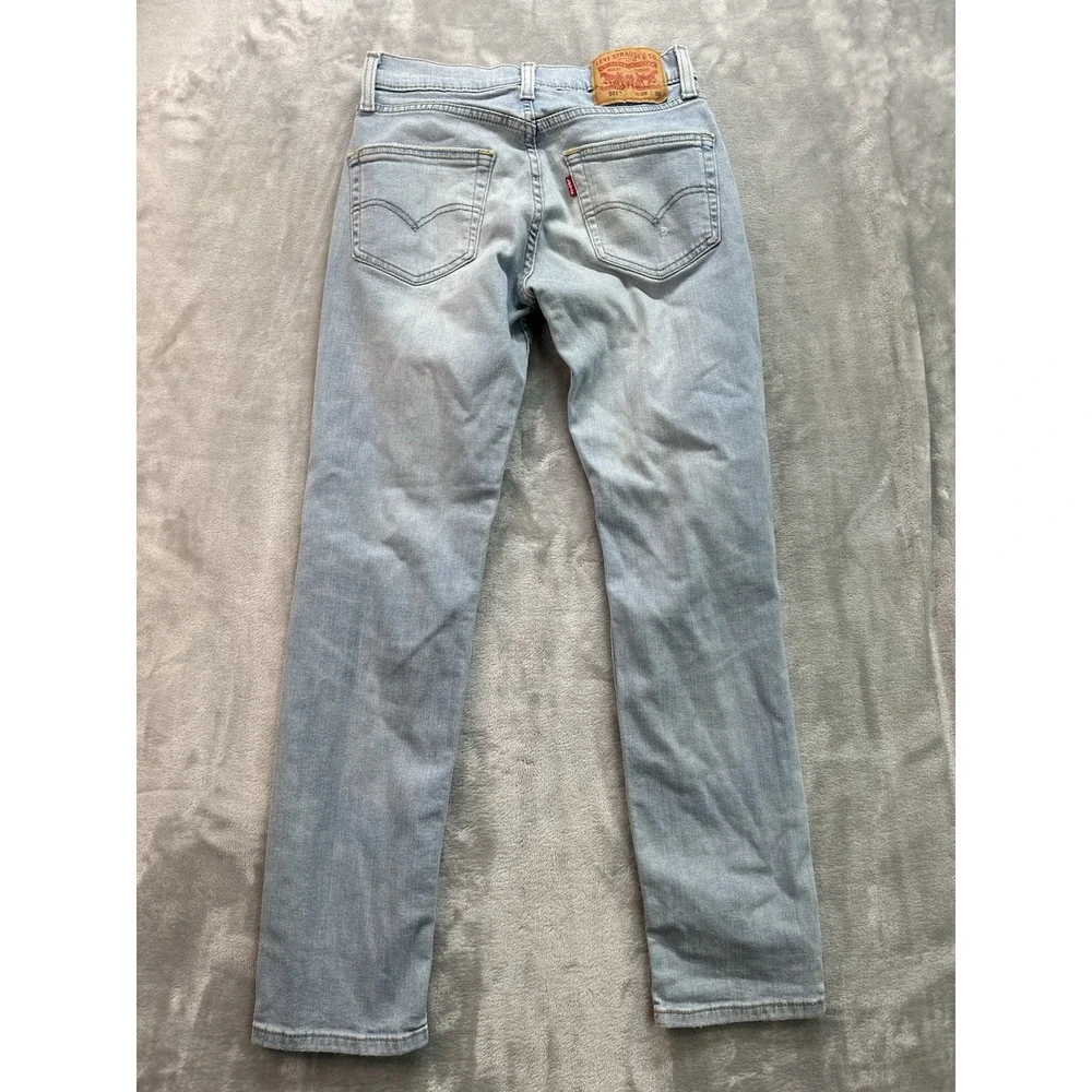 Levis 511 Jeans Mens Sz 28x30 Blue SLim Fit Whiskered Distressed Stretch Guys